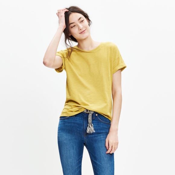 Madewell Tops - Madewell Whisper Crewneck Tee Mustard Yellow